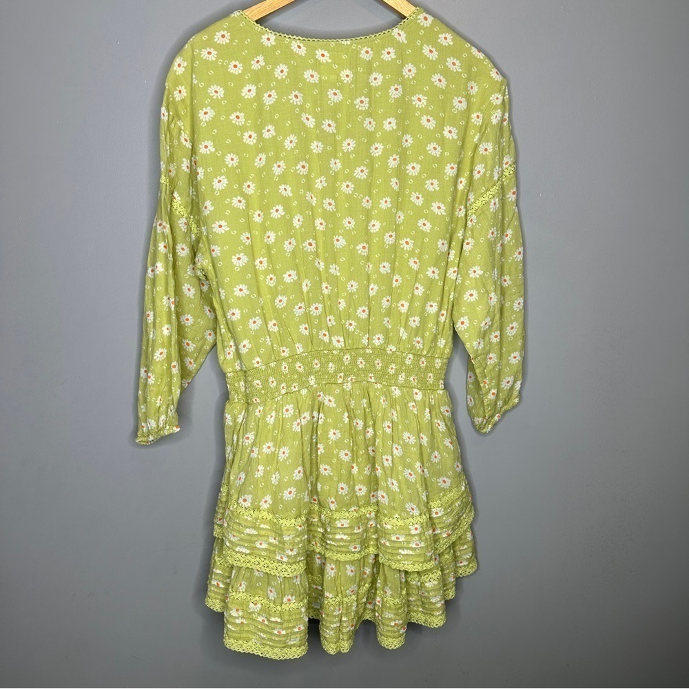 Aerie Rock N’ Ruffle Lime green floral print mini dress - Picture 7 of 7